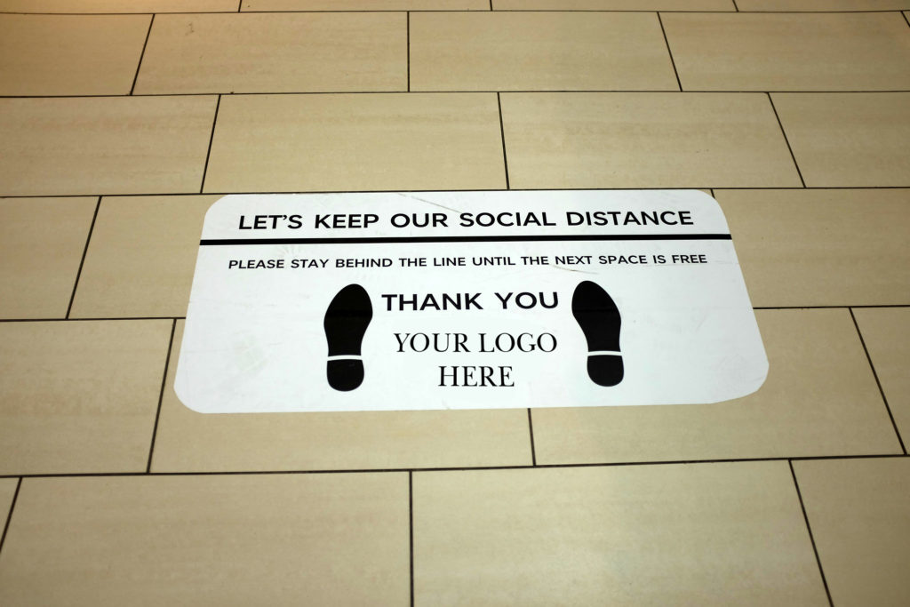 Social Distancing Floor Graphics Customizable With Your Logo
