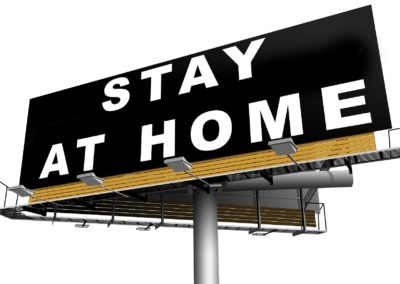 Stay At Home Message on Black Billboard Graphic