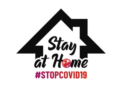 House Outline with Stay At Home Stop Covid19 message